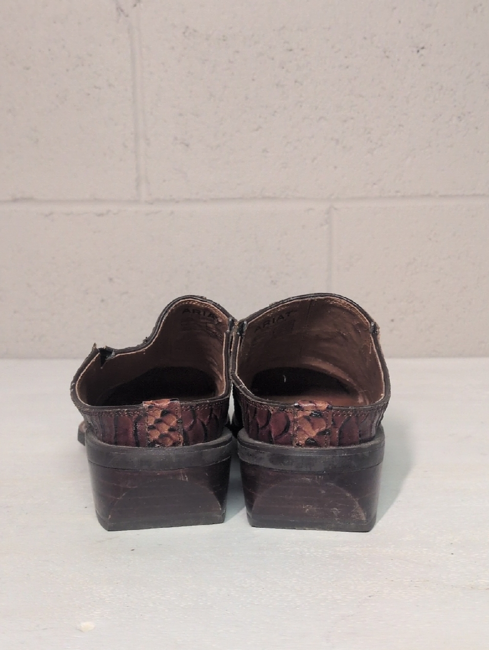 Ariat Brown Python Print Leather Pointed Toe Western Mules Size 8.5 - Picture 8 of 10